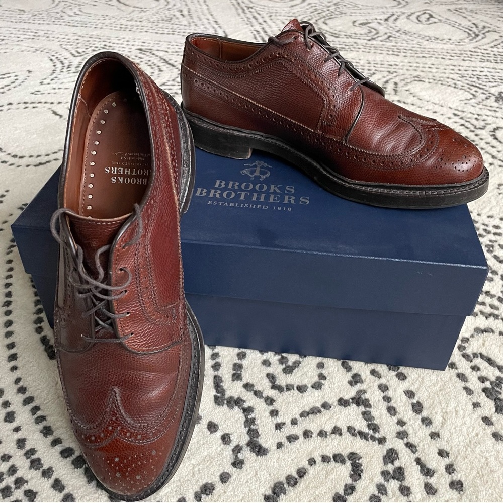 BROOKS BROTHERS MacNeil Leather Wingtip Oxford Dress Shoes, Men’s